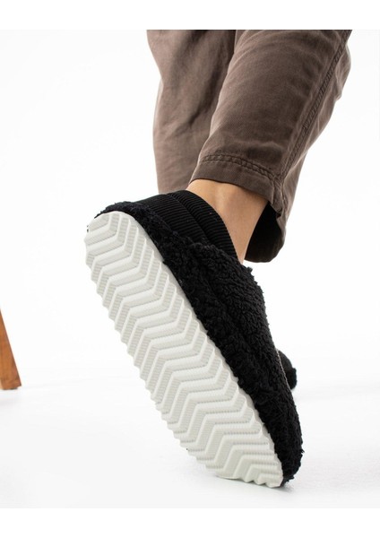 Siyah Arkası Lastikli Havlu Kumaş Ev Ayakkabısı Ev Botu Panduf (ÜRÜN GELİŞTİRİLMİŞTİR) fırsatları