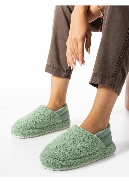 Yeşil Arkası Lastikli Havlu Kumaş Ev Ayakkabısı Ev Botu Panduf (ÜRÜN GELİŞTİRİLMİŞTİR) fiyatları