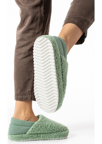 Yeşil Arkası Lastikli Havlu Kumaş Ev Ayakkabısı Ev Botu Panduf (ÜRÜN GELİŞTİRİLMİŞTİR) fırsatları