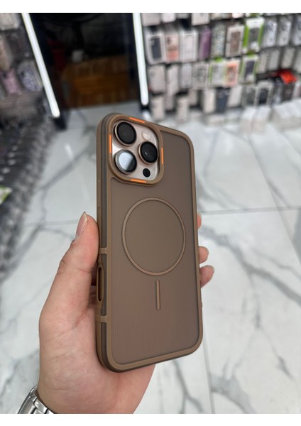 iPhone 15 Pro Max Uyumlu Karbon Şeffaf Desenli Mat Tank Magsafe Kılıf - Lacivert