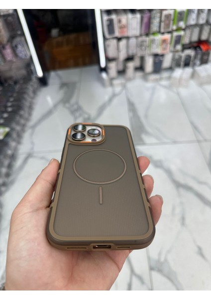 iPhone 15 Pro Max Uyumlu Karbon Şeffaf Desenli Mat Tank Magsafe Kılıf - Lacivert