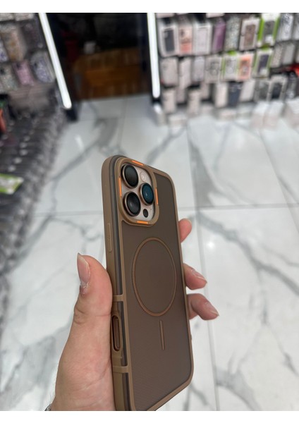 iPhone 15 Pro Max Uyumlu Karbon Şeffaf Desenli Mat Tank Magsafe Kılıf - Lacivert
