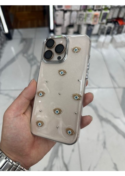 iPhone 14 Pro Max Uyumlu Simli Kılıf Parlak Yumuşak Göz Desenli Kılıf