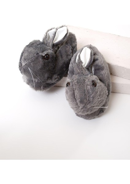 Füme Hayvanlı Sessiz Taban Panduf Tavşan Figürlü Peluş Ev Ayakkabısı (GÖZ VİDEO Kİ GİBİ NAKIŞTIR) indirimleri