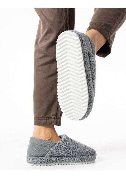 Gri Arkası Lastikli Havlu Kumaş Ev Ayakkabısı Ev Botu Panduf (ÜRÜN GELİŞTİRİLMİŞTİR) fırsatları