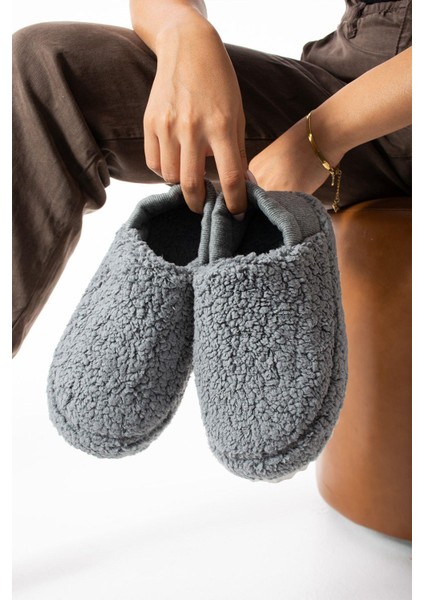 Gri Arkası Lastikli Havlu Kumaş Ev Ayakkabısı Ev Botu Panduf (ÜRÜN GELİŞTİRİLMİŞTİR) indirimleri