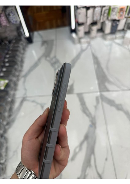 iPhone 16 Pro Max Uyumlu Karbon Şeffaf Desenli Mat Tank Magsafe Kılıf - Gri