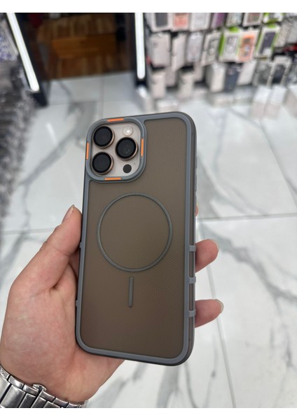 iPhone 14 Pro Max Uyumlu Karbon Şeffaf Desenli Mat Tank Magsafe Kılıf - Lacivert