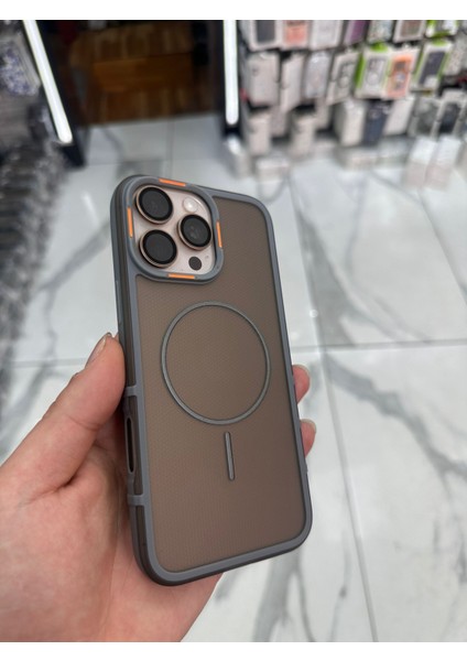iPhone 14 Pro Max Uyumlu Karbon Şeffaf Desenli Mat Tank Magsafe Kılıf - Lacivert