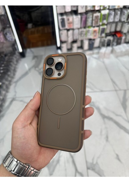 iPhone 14 Pro Max Uyumlu Karbon Şeffaf Desenli Mat Tank Magsafe Kılıf - Lacivert
