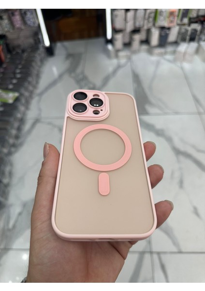 iPhone 16 Pro Max Magsafe Uyumlu Kılıf Kamera Lens Korumalı Magsafe Mat Kılıf - Pembe