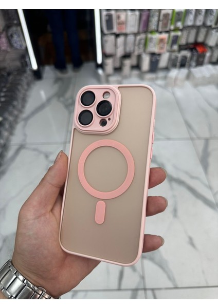 iPhone 16 Pro Max Magsafe Uyumlu Kılıf Kamera Lens Korumalı Magsafe Mat Kılıf - Pembe