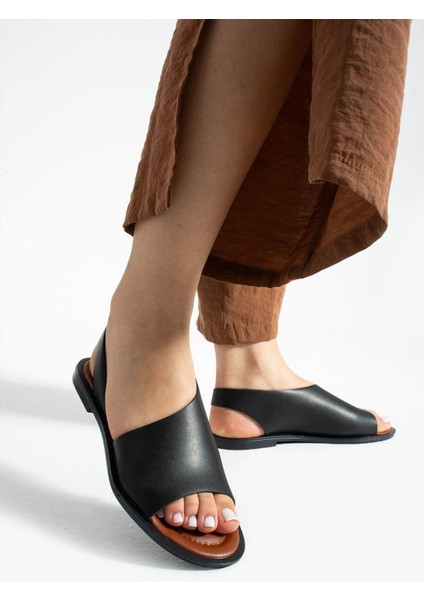 Siyah Açık Babet Sandalet Yazlık Ayakkabı modelleri