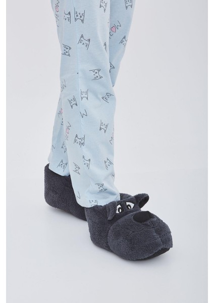 Düz Antrasit Baygın Köpek Hayvanlı Sessiz Taban Panduf Sevimli Köpek Figürlü Peluş Ev Ayakkabısı fırsatları