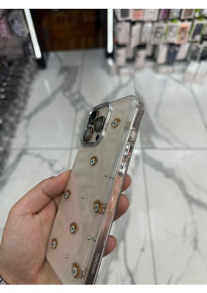 iPhone 16 Pro Max Uyumlu Simli Kılıf Parlak Yumuşak Göz Desenli Kılıf