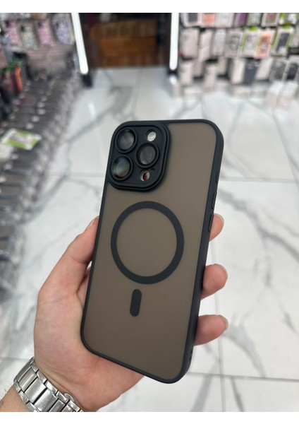 iPhone 16 Pro Max Magsafe Uyumlu Kılıf Kamera Lens Korumalı Magsafe Mat Kılıf - Siyah