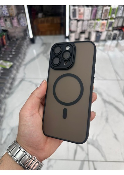 iPhone 16 Pro Max Magsafe Uyumlu Kılıf Kamera Lens Korumalı Magsafe Mat Kılıf - Siyah
