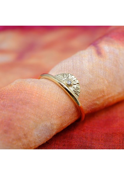 Gümüş Yüzük - Mini Swarovski Taşlı Yelpaze 925 Ayar Gümüş Kadın Yüzük-Hediye Gümüş Yüzük