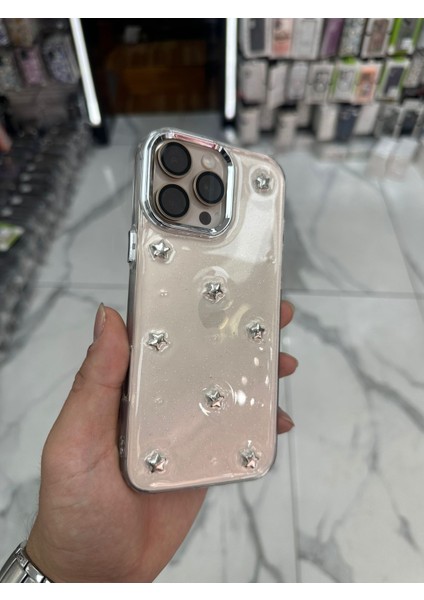 iPhone 16 Pro Max Uyumlu Simli Kılıf Parlak Yumuşak Yıldız Desenli Kılıf