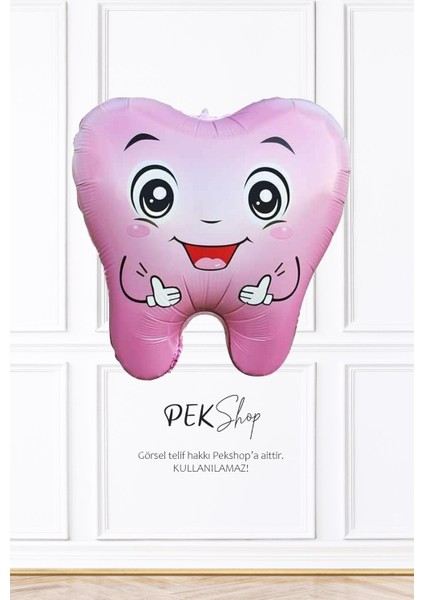 Pembe Diş Folyo Balon Diş Buğdayı Ilk Diş Partisi Balonu