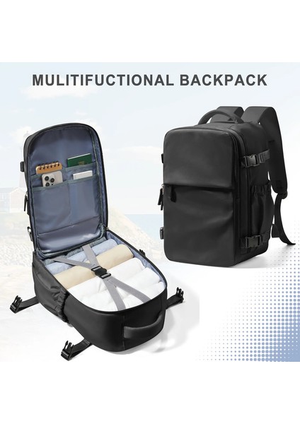 Kabin Uçak Seyahat Sırt Çantası 40X30X20, El Bagaj Kabin Sırt Çantası Wizzair 40X30X20 Taşıma Erkekleri Kadınlar 15.6 Inç Dizüstü Bilgisayar Çantaları Renk: Siyah (Yurt Dışından)