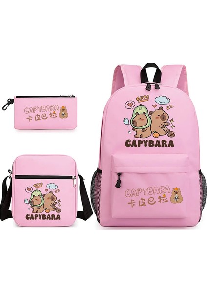 3pcs Capya Sırt Çantaları Mochilas Eestetik Ergenlik Tuval Dizüstü Dizüstü Çantası Okul Öğrenci Kawaii Bag Hediye Renk: Pembe/boyut: 16 Inç (Yurt Dışından)