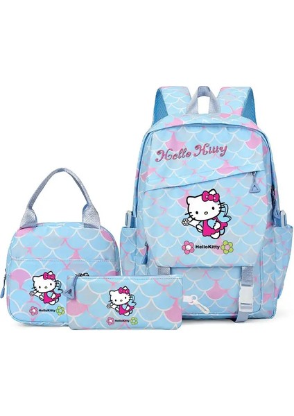 3pcs/set Hello Kitty Sırt Çantası Kız Erkek Öğrenci Öğrenci Genç Çocuk Rucksack Çocuk Doğum Günü Kadınlar Günlük Okul Çantası Renk: Resimle Aynı (Yurt Dışından)