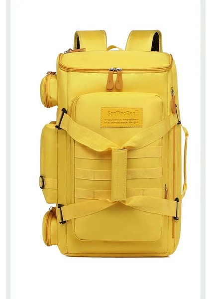 Mulit-Pocket Erkekler Dizüstü Bilgisayar Sırt Çantası Seyahat Büyük Kapasiteli Gezi Iş Taşıma Hafta Sonu Gündelik Gündelik Bagaj Yürüyüş Çantası Bolso Renk: Sarı (Yurt Dışından)
