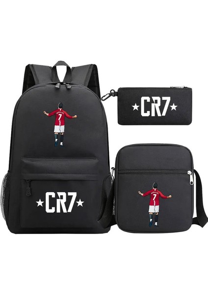 3 Parçalı Ronaldo Baskı Futbol Yıldız Okulu Sırt Çantası Çocuklar Için Set: B (Yurt Dışından)