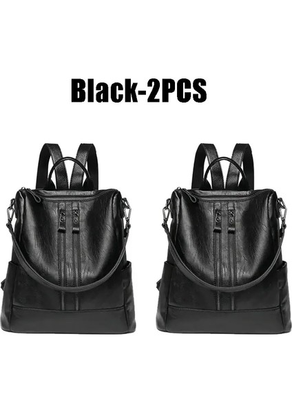 1/2/4pcs Kadın Pu Deri Omuz Torbası Backpack Fermuar Kapatma Işletme Okulu Için Polyester Astar Günlük Usecolor: 1 Adet (Yurt Dışından)
