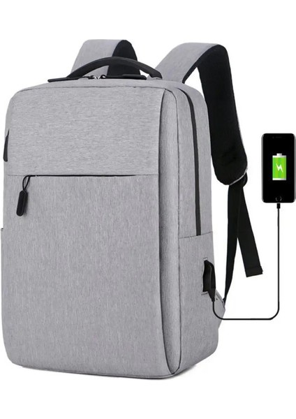 Büyük Kapasiteli Bilgisayar Sırt Çantası Oxford Ceza Iş Seyahat Sırt Çantası USB Şarj Portu Premium Sense Tablet Çanta Renk: Gri (Yurt Dışından)