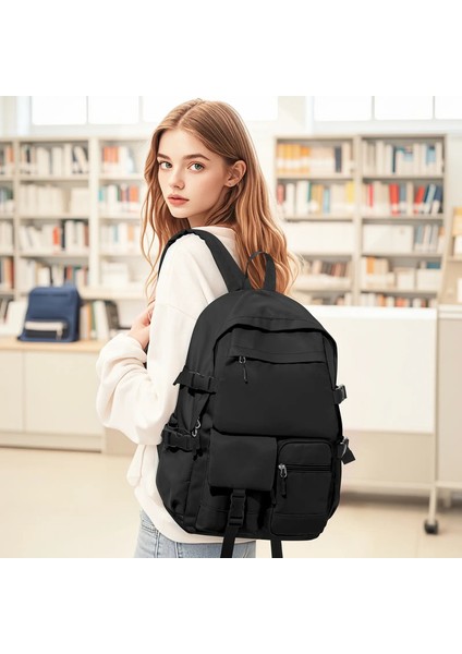 Kız Seyahat Sırt Çantası Öğrencileri Için Sevimli Okul Çantaları Genç Kızlar Erkek Çanta Kadınlar Dizüstü Bilgisayar Sırt Çantası Çoklu Çanta Bölmeleri Compartmentscolor: Siyah (Yurt Dışından)
