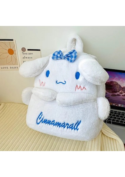 Kawaii Sanrio Kuromi Hello Kitty Cinnamoroll Yumuşak Peluş Sırt Çantası Sevimli Benim Melodi Pompom Purin Büyük Kapasite Okul Çantaları Kız Renk: Cinnamoroll/boyut: 38X36CM (Yurt Dışından)