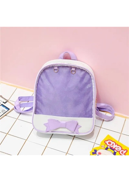 Net Şeffaf Kawaii Sırt Çantaları Kadınlar Harajuku Bow-Bot Itabags Genç Kızlar Tasarımcısı Ita Çanta Kitap Çantası Renk: Mor/boyut: 31X27X10CM (Yurt Dışından)