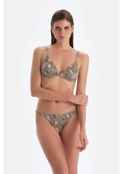 Kahverengi Leopar Düşük Bel Bikini Altı
