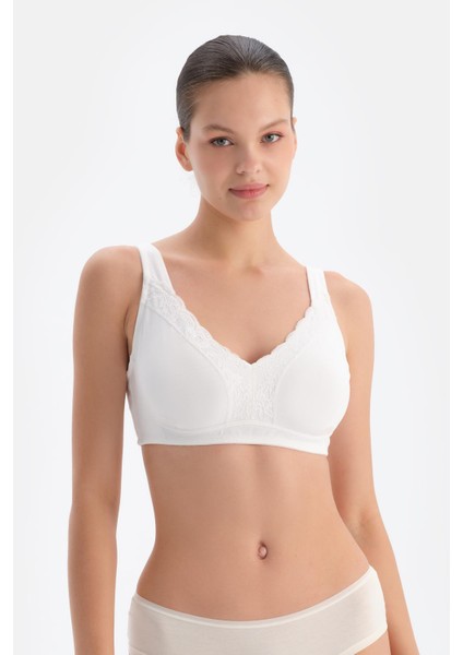Beyaz 1119KC Dantel Detaylı Balensiz Sütyen