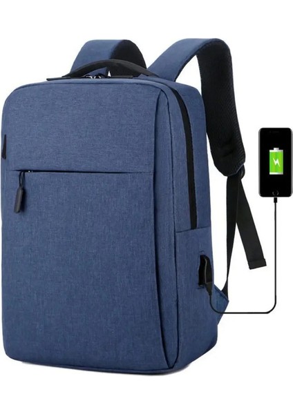 Büyük Kapasiteli Bilgisayar Rucksack Leisure Oxford Ceza Iş Seyahat Sırt Çantası USB Şarj Portu Premium Sense Tablet Çanta Renk: Mavi (Yurt Dışından)