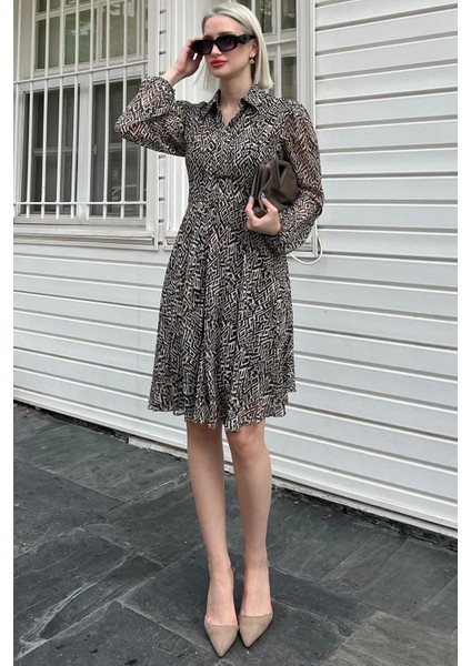 Haki Desenli Gömlek Yaka Mini Elbise MG2067 fiyatları