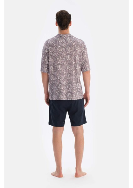 Multicolor Gömlek Yaka Kısa Kollu Desenli Modal Pijama Takımı fiyatları