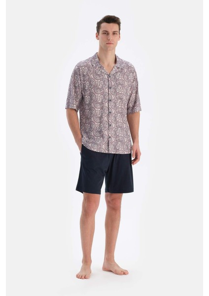 Multicolor Gömlek Yaka Kısa Kollu Desenli Modal Pijama Takımı fırsatları