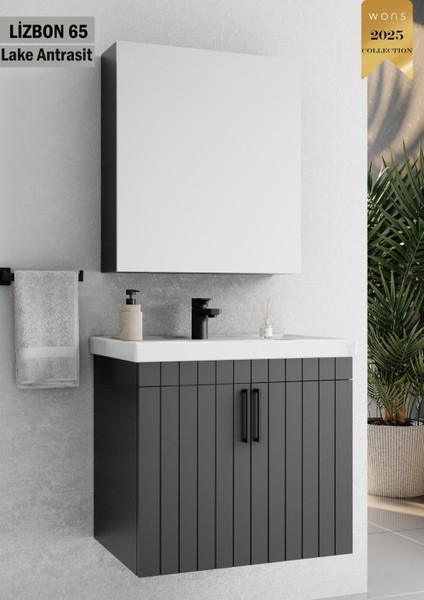 Lizbon 65 cm Lake Antrasit Banyo Dolabı
