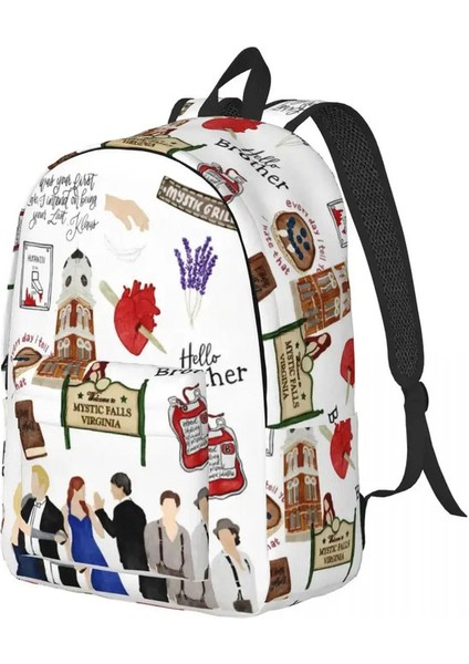Vampire Diaries Karikatür Erkekler Için Karikatür Sırt Çantası Kadınlar Teenage Lise Business Daypack Tv Dizisi Dizüstü Tuval Çantalar Pocket Rengi: 1/boyut: Çocuklar Için (Yurt Dışından)