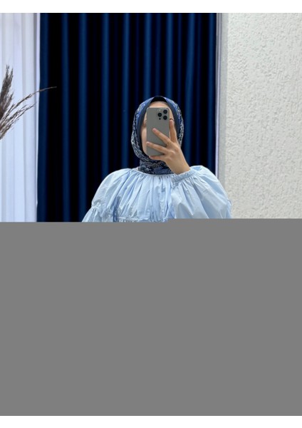 Nubuna Şeritleri Çiçekli GÖMLEK-MF1793 Mavi