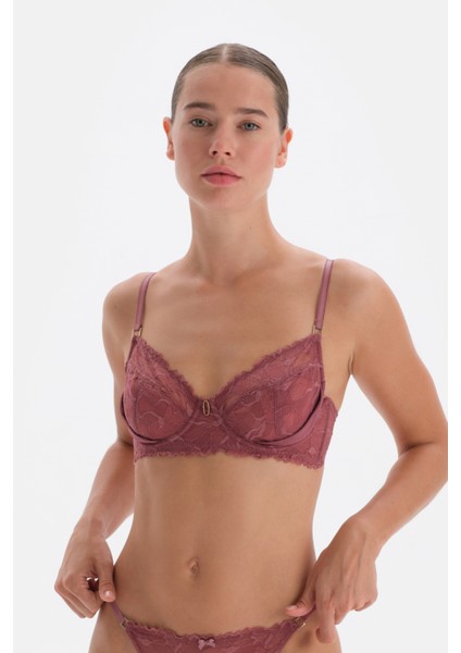 Gül Kurusu Dantelli Balenli Içi Boş Sütyen