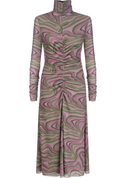 Kadın Pudra Tempus Dress Balıkçı Yaka Uzun Elbise