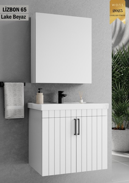 Lizbon 65 cm Lake Beyaz Banyo Dolabı