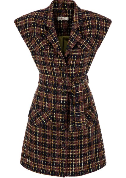 Kadın Lacivert Solis Dress Ekose Desenli Elbise