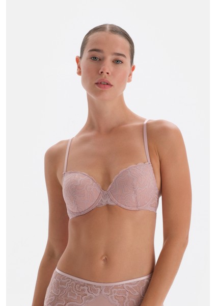 Soft Pembe Soft Dantel Push-Up Sütyen