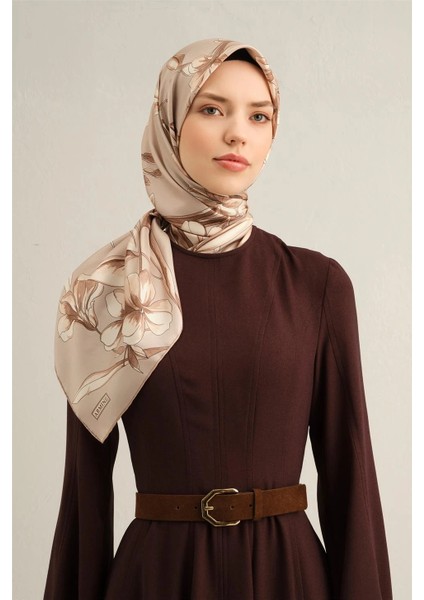 Çiçek Desenli Saf Ipek Sura Eşarp 9304 - 32