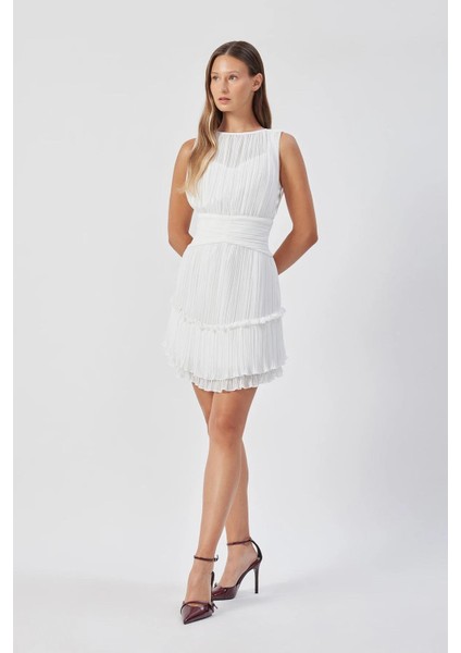 Kadın Ekru Mera Dress Şık Elbise